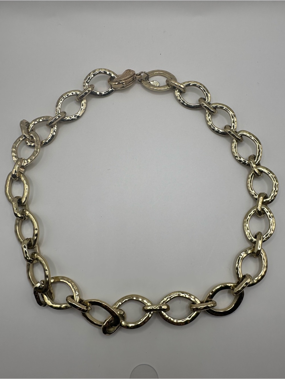 Vintage Premier Designs Heavy Gold Tone Hammered Link Choker Necklace